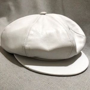 White Italian leather cap fedora Vera Pelle